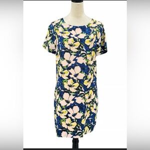 J. Crew Shift Floral Blue and Cream lined Mini Dress